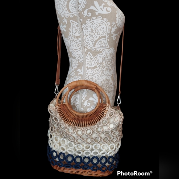 INC International Concepts Wicker Basket Crossbody / Handle Bag - Picture 2 of 10